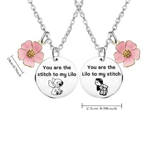 Mebvdebe You Are The Lilo to My Stitch You Are The Stitch To My Lilo Flower Necklace Gifts for Family Best Friends Cute Stitch Necklace Girl's Jewelry