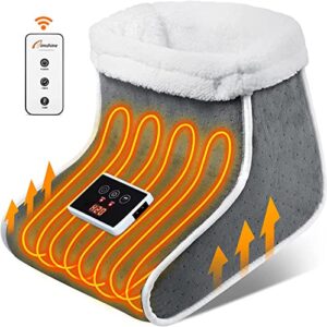 foot warmer - double-side heating electric heated foot warmers for men and women foot heating pad with 6 levels temp and 4 timers (l- remote control)
