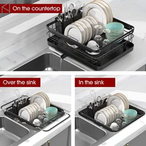 Sakugi Sink Drying Rack - Dish Rack with Drainboard for Kitchen Counter - Multifunctional Expandable Dish Drying Rack Used Over Sink, in Sink & on Countertop, Made of Rustproof Stainless Steel, Black