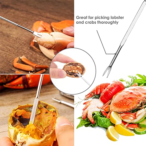 10Pcs Seafood Tools Set Crab Leg Crackers and Tools Set with 2 Crab Leg Crackers and 2 Stainless Steel Crab Forks Nut Cracker Lobster Leg Opener Set for Kitchen Seafood Party Restaurant