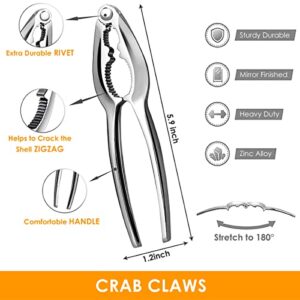 10Pcs Seafood Tools Set Crab Leg Crackers and Tools Set with 2 Crab Leg Crackers and 2 Stainless Steel Crab Forks Nut Cracker Lobster Leg Opener Set for Kitchen Seafood Party Restaurant