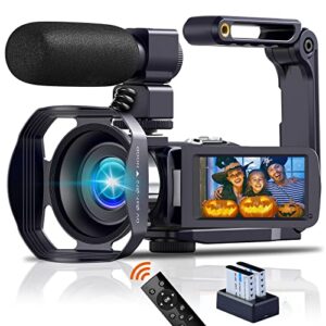 misiou video camera camcorder, 4k 48mp 60fps 18x ir night vision digital camera wifi vlogging camera with external microphone and 2.4g remote control