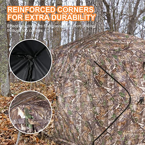 Uyittour Hunting Blind, Ground Blinds for Deer Hunting 2-3 Person, 270 Degree See Through Pop Up Blind Hunting Tent with Tripod Chair for Turkey and Deer Hunting