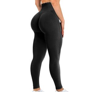 asagi scrunch butt lifting workout leggings for women high waist yoga pants amplify gym seamless booty tights(1#-black,small)