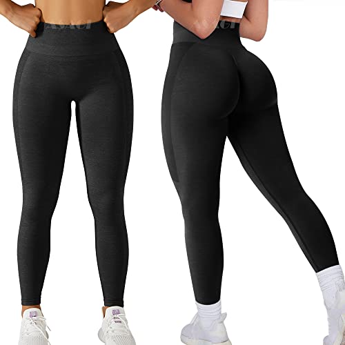 ASAGI Scrunch Butt Lifting Workout Leggings for Women High Waist Yoga Pants Amplify Gym Seamless Booty Tights(1#-Black,Small)