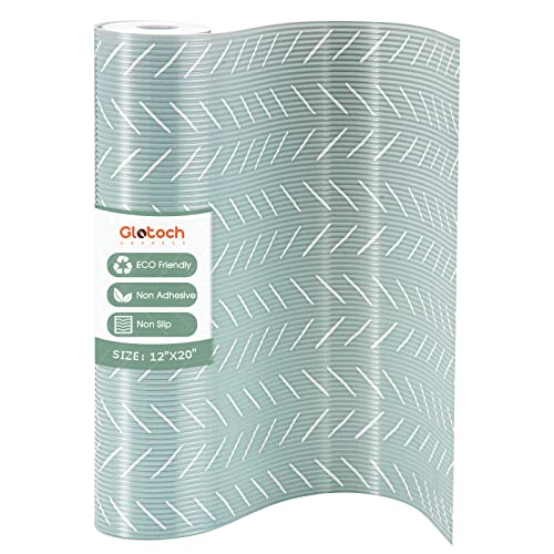 Glotoch Premium Non Slip Shelf Liner, Non Adhesive Drawer Liner, Waterproof Shelf Liners for Kitchen Cabinets, Drawer, Fridge, Wire Shelving, Pantry-12” X 20 FT, Heavy Duty, Green Herringbone