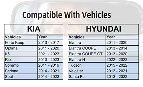 Hyundai & KIA Rear View Mirror, Interior Rear Mirror, Rearview Mirror, Bracket Mount Compatible With 2010-2019 KIA Forte Koup Optima K5 Rio Sorento Soul, Hyundai Elantra Tucson Veloster Santa Fe, car