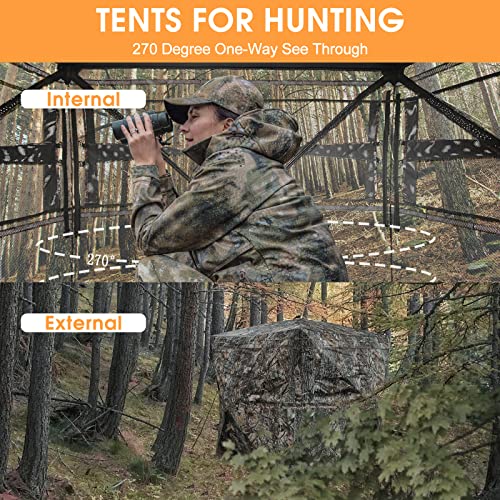 XProudeer Hunting Blind See Through Ground Blinds with 270 Degree,2-3 Person Pop Up Hunting Blinds with Chair,Camouflage Hunting Tent for Deer & Turkey Hunting,Hunting Gear and Hunting Accessories