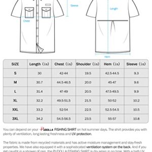 Pudolla Men's Fishing Shirts Short Sleeve Travel Work Shirts Summer Button Down Shirts for Men UPF50+ with Zipper Pockets(Arona, Large)