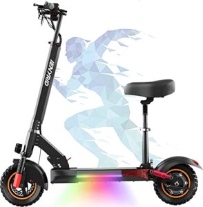 ienyrid electric scooter for adults with seat, 600w motor(800w peak power), 28mph top speed, 31miles of range, 10'' off road tire, dual suspension & dual brake system, commuter e scooter