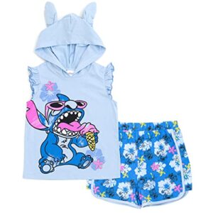 disney lilo & stitch little girls cosplay tank top dolphin active and french terry shorts 7-8
