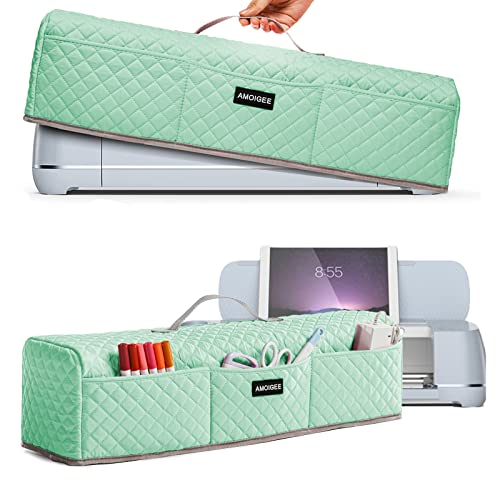 AMOIGEE Padded Dust Cover Compatible with Cricut Maker, Cricut Maker 3, Explore Air 2, Cricut Explore 3 Machine, with Pockets for Cricut Accessories, Mint