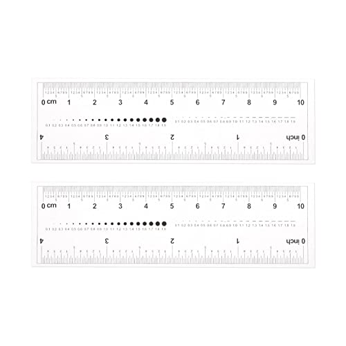 HARFINGTON 2pcs Film Flexible Ruler 4 Inch 0.5mm Scale PET Plastic Folding Straight Ruler Calibration Soft Ruler Measuring Tool for Factory, Transparent