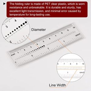 HARFINGTON 2pcs Film Flexible Ruler 4 Inch 0.5mm Scale PET Plastic Folding Straight Ruler Calibration Soft Ruler Measuring Tool for Factory, Transparent