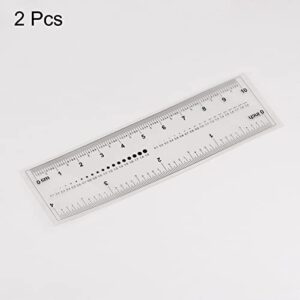 HARFINGTON 2pcs Film Flexible Ruler 4 Inch 0.5mm Scale PET Plastic Folding Straight Ruler Calibration Soft Ruler Measuring Tool for Factory, Transparent