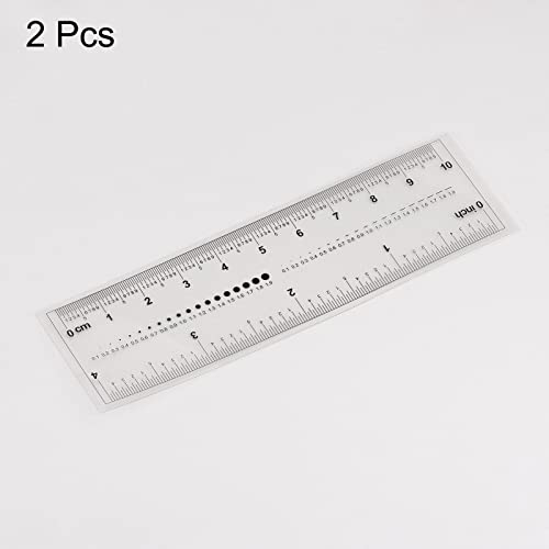 HARFINGTON 2pcs Film Flexible Ruler 4 Inch 0.5mm Scale PET Plastic Folding Straight Ruler Calibration Soft Ruler Measuring Tool for Factory, Transparent