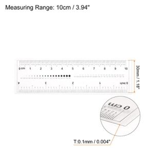 HARFINGTON 2pcs Film Flexible Ruler 4 Inch 0.5mm Scale PET Plastic Folding Straight Ruler Calibration Soft Ruler Measuring Tool for Factory, Transparent