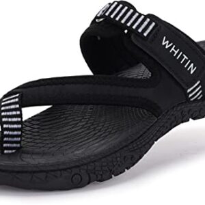 WHITIN Women's Walking Sandals with Arch Support Athletic Flip Flops Slide Size 8 Sport Casual Hiking Cushion Comfy Slide Female Beach Sandles Black 38