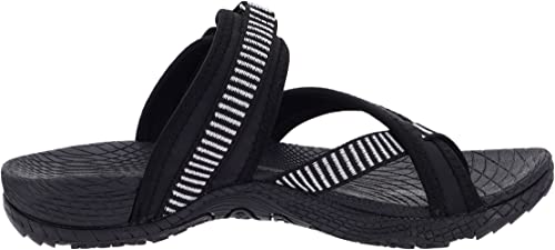 WHITIN Women's Walking Sandals with Arch Support Athletic Flip Flops Slide Size 8 Sport Casual Hiking Cushion Comfy Slide Female Beach Sandles Black 38