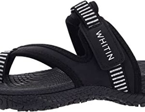 WHITIN Women's Walking Sandals with Arch Support Athletic Flip Flops Slide Size 8 Sport Casual Hiking Cushion Comfy Slide Female Beach Sandles Black 38