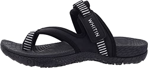 WHITIN Women's Walking Sandals with Arch Support Athletic Flip Flops Slide Size 8 Sport Casual Hiking Cushion Comfy Slide Female Beach Sandles Black 38