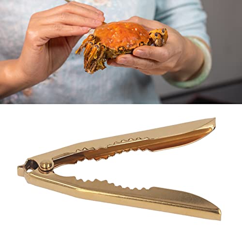 TOPINCN Gold Crab Cracker Non Slip Robust Stainless Steel Nutcracker Chestnut Walnut Opener Clip for Kitchen