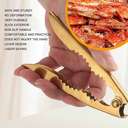 TOPINCN Gold Crab Cracker Non Slip Robust Stainless Steel Nutcracker Chestnut Walnut Opener Clip for Kitchen