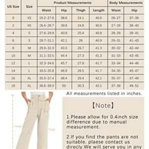 Tapata Womens Wide Leg High Waist Straight Leg Casual Pants Stretch Comfy Pockets Relaxed Fit, Beige, 6