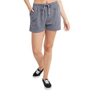 hanes women's originals tri-blend pockets, lightweight jersey shorts, 2.5", athletic navy pe heather, x large