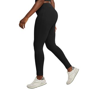 Hanes Originals Stretch Jersey, High-Rise Leggings for Women, 27", Black, 2X Large