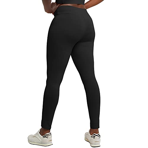 Hanes Originals Stretch Jersey, High-Rise Leggings for Women, 27", Black, 2X Large