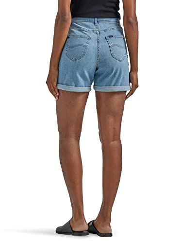 Lee Women's Ultra Lux High Rise Cuffed A-Line Denim Short, Dew Drop