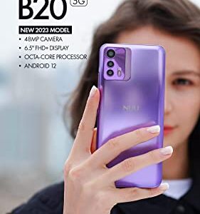 NUU B20 5G | 2023| Unlocked | US Warranty| 6.5” FHD+ Display | 90Hz Refresh Rate | 48MP Triple Camera | 128GB + 8GB RAM | 5000mAh Battery | 18W Fast Charge | Android 12 | Daydream Purple