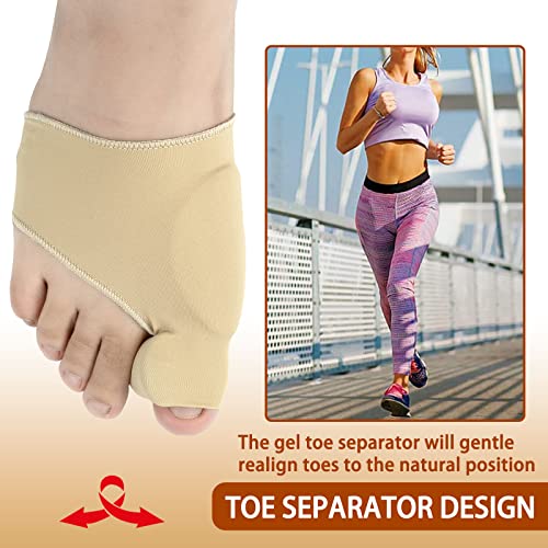 Bunion Pain Relief, Bunion Socks Hallux Valgus Corrector for Women and Men-Big Toe Straightener for Hammer Toes Big Toe Joint Orthotic Bunion Splint Brace (Beige, 1 Pairs) (Beige, 1 Pairs)