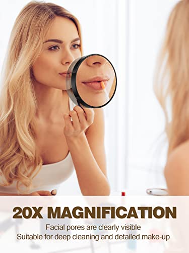 Macaki 20X Magnifying Mirror with 2 Suction Cups, 3.5 inches Magnified Makeup Mirror and Slant Tweezers,1PCS