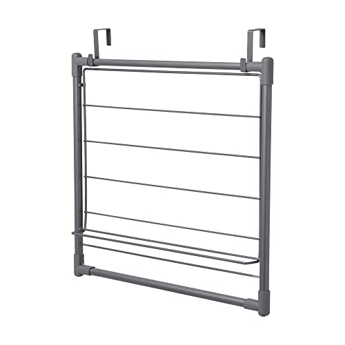 Household Essentials Metal Expandable Over the Door Drying Rack, Gray