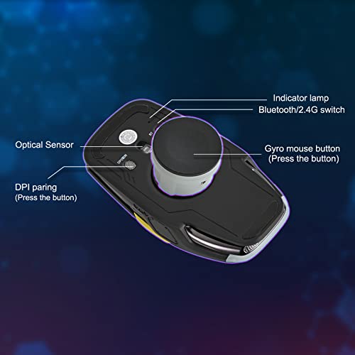 RGB LED Lighting, EDC Stress-Release, Bluetooth 2.4G Wireless UFO Gaming Mouse, 5 Buttons, 4 DPI Optical, Rechargeable, with USB Receiver, for Laptop, PC Computer, MacBook (Black)