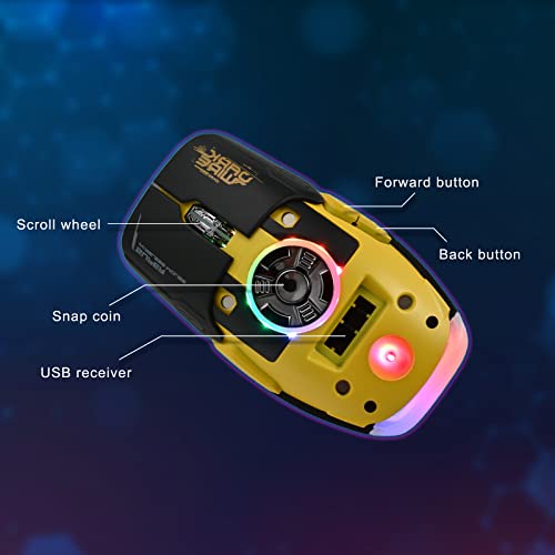 RGB LED Lighting, EDC Stress-Release, Bluetooth 2.4G Wireless UFO Gaming Mouse, 5 Buttons, 4 DPI Optical, Rechargeable, with USB Receiver, for Laptop, PC Computer, MacBook (Black)