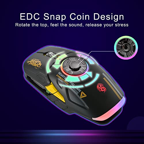 RGB LED Lighting, EDC Stress-Release, Bluetooth 2.4G Wireless UFO Gaming Mouse, 5 Buttons, 4 DPI Optical, Rechargeable, with USB Receiver, for Laptop, PC Computer, MacBook (Black)