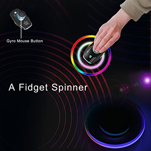 RGB LED Lighting, EDC Stress-Release, Bluetooth 2.4G Wireless UFO Gaming Mouse, 5 Buttons, 4 DPI Optical, Rechargeable, with USB Receiver, for Laptop, PC Computer, MacBook (Black)