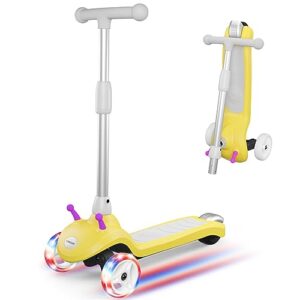 3 wheel electric scooter for kids, gobazaar kids electric scooter, 3 wheel kids electric scooter for boys/girls ages 2-10, adjustable height, fun led flashing wheels great gifts