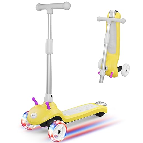 3 Wheel Electric Scooter for Kids, Gobazaar Kids Electric Scooter, 3 Wheel Kids Electric Scooter for Boys/Girls Ages 2-10, Adjustable Height, Fun LED Flashing Wheels Great Gifts