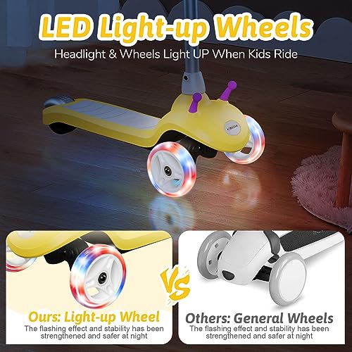 3 Wheel Electric Scooter for Kids, Gobazaar Kids Electric Scooter, 3 Wheel Kids Electric Scooter for Boys/Girls Ages 2-10, Adjustable Height, Fun LED Flashing Wheels Great Gifts