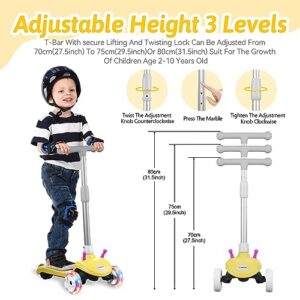 3 Wheel Electric Scooter for Kids, Gobazaar Kids Electric Scooter, 3 Wheel Kids Electric Scooter for Boys/Girls Ages 2-10, Adjustable Height, Fun LED Flashing Wheels Great Gifts