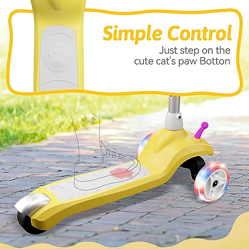 3 Wheel Electric Scooter for Kids, Gobazaar Kids Electric Scooter, 3 Wheel Kids Electric Scooter for Boys/Girls Ages 2-10, Adjustable Height, Fun LED Flashing Wheels Great Gifts