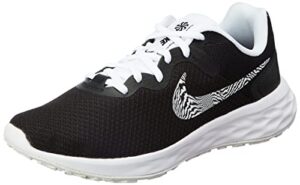 nike women's revolution 6 next nature running shoes, black/white, 6.5 m us