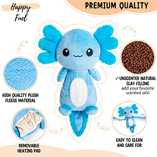 Axolotl Microwavable Unscented Heating Pad for Women and Kids- Cute Soft Cozy Pillow Plush Heatable Warm Stuffed Animals - Kawaii Hot and Cold Plushie Food Toy - Axolotl Gifts for Girls and Boys