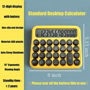 Standard Calculator 12 Digit,Desktop Large Display and Buttons,Calculator with Large LCD Display for Office,School, Home & Business Use,Automatic Sleep,with Battery.6 * 5.15in (Yellow and Black)