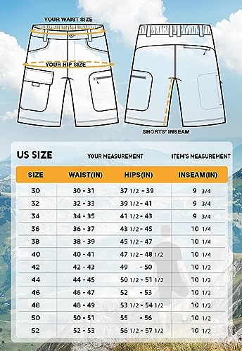 Hiauspor Men's Hiking Cargo Shorts 9"/10" Quick Dry Lightweight Waterproof for Golf Tactical Fishing Casual with 6 Pockets (Dark Grey, 36)