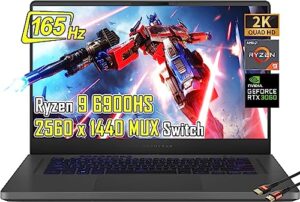 asus - rog zephyrus 15.6" wqhd 165hz gaming laptop-amd ryzen 9 6900hs- nvidia geforce rtx 3060-ddr5 memory, pcie ssd – with hdmi cable (40gb ram | 1tb pcie ssd)